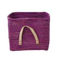 Lavender Raffia Square Storage Basket Rice DK